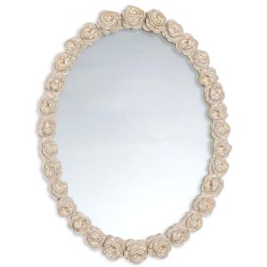 Miroir orné de roses beige Blanc Mariclo